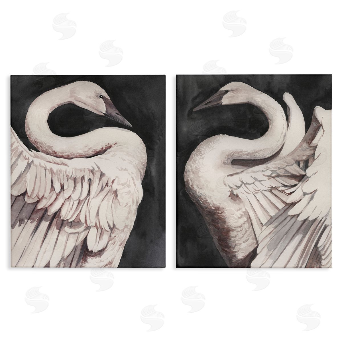 Swans Taking Flight Canvas Wall Art, Home Decor by Grace Popp