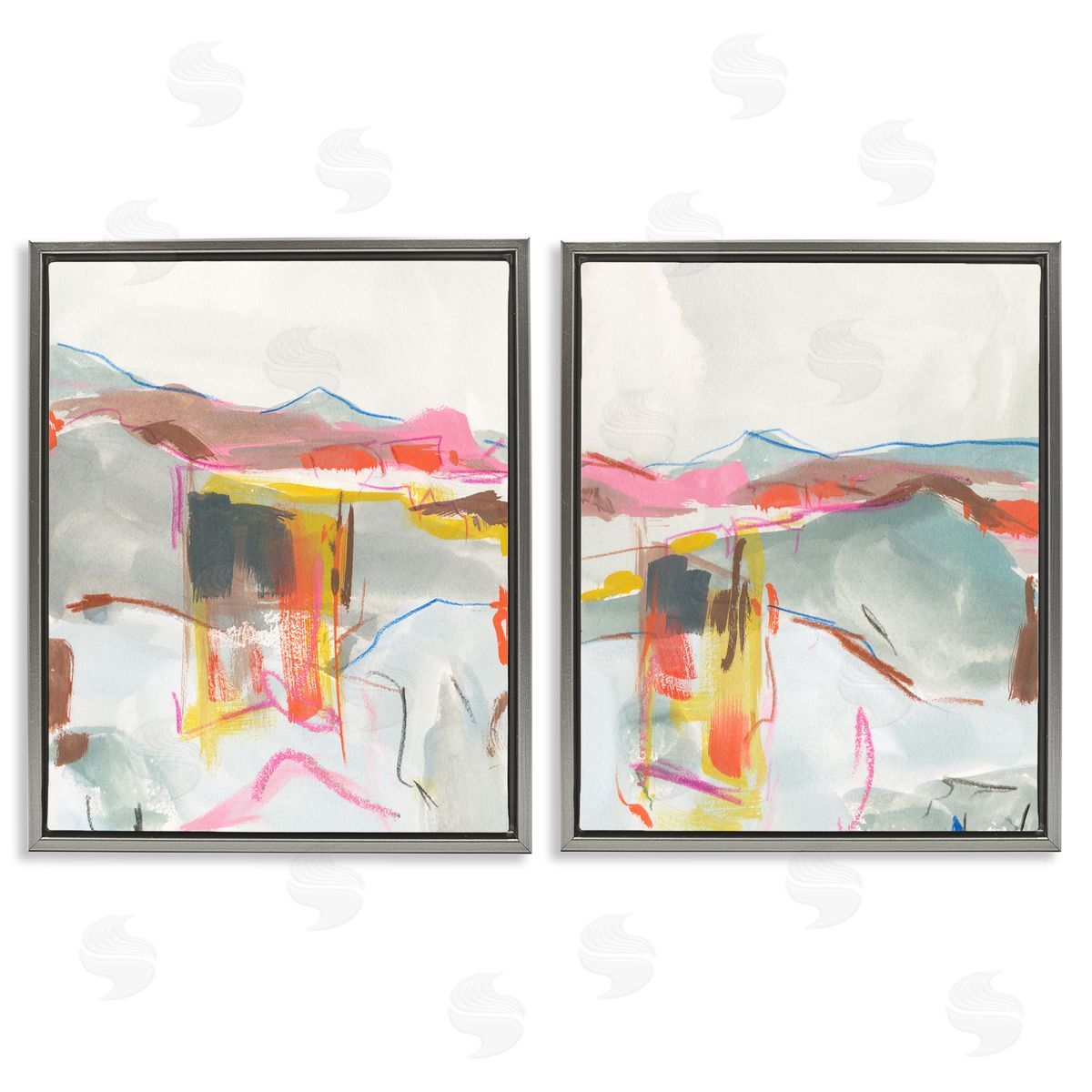 Restless Soft Mountain Abstract Grey Floating Frame Canvas Wall Art, Home Decor by Melissa Wang