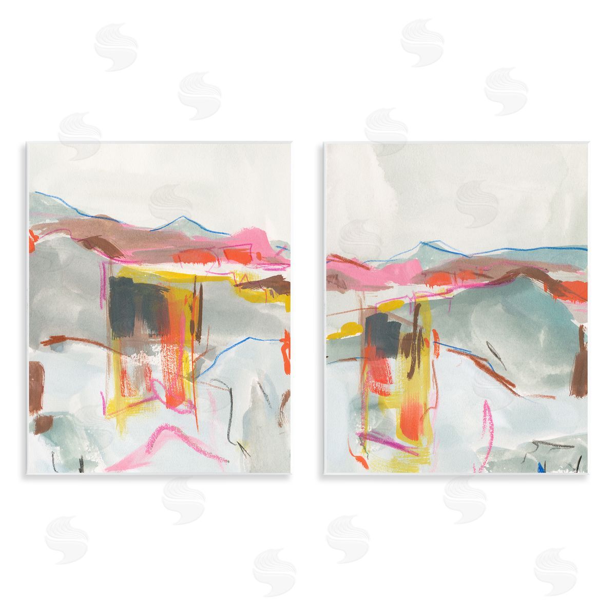 Restless Soft Mountain Abstract Wood Plaque Wall Art, Home Decor by Melissa Wang