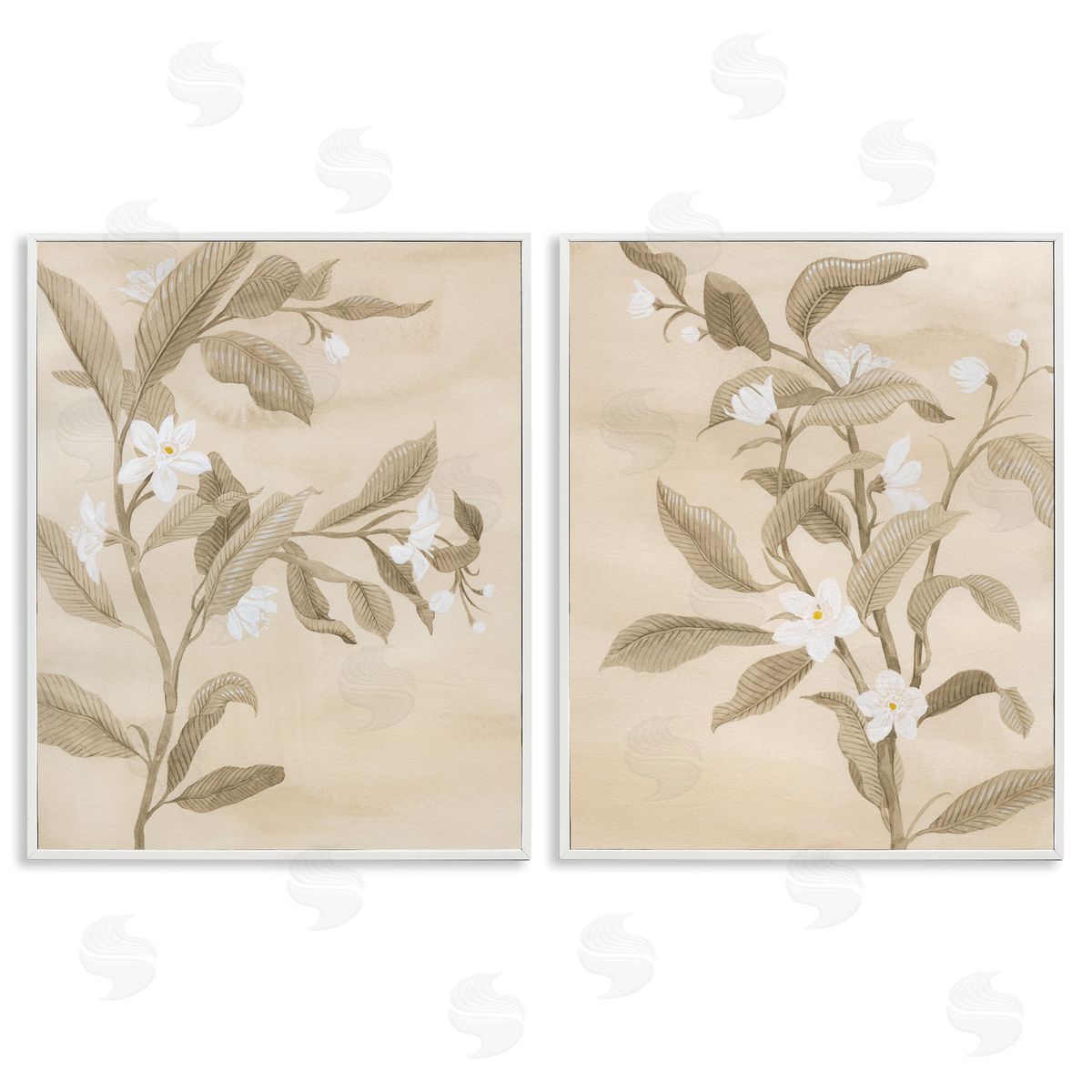White Daffodils Budding White Frame Print Wall Art, Home Decor by Grace Popp