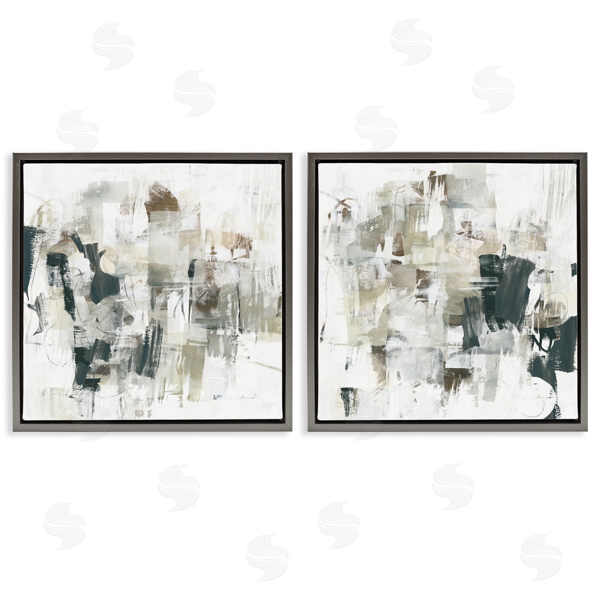 Distressed Pale Paint Grey Floating Frame Canvas Wall Art, Home Decor by June Erica Vess