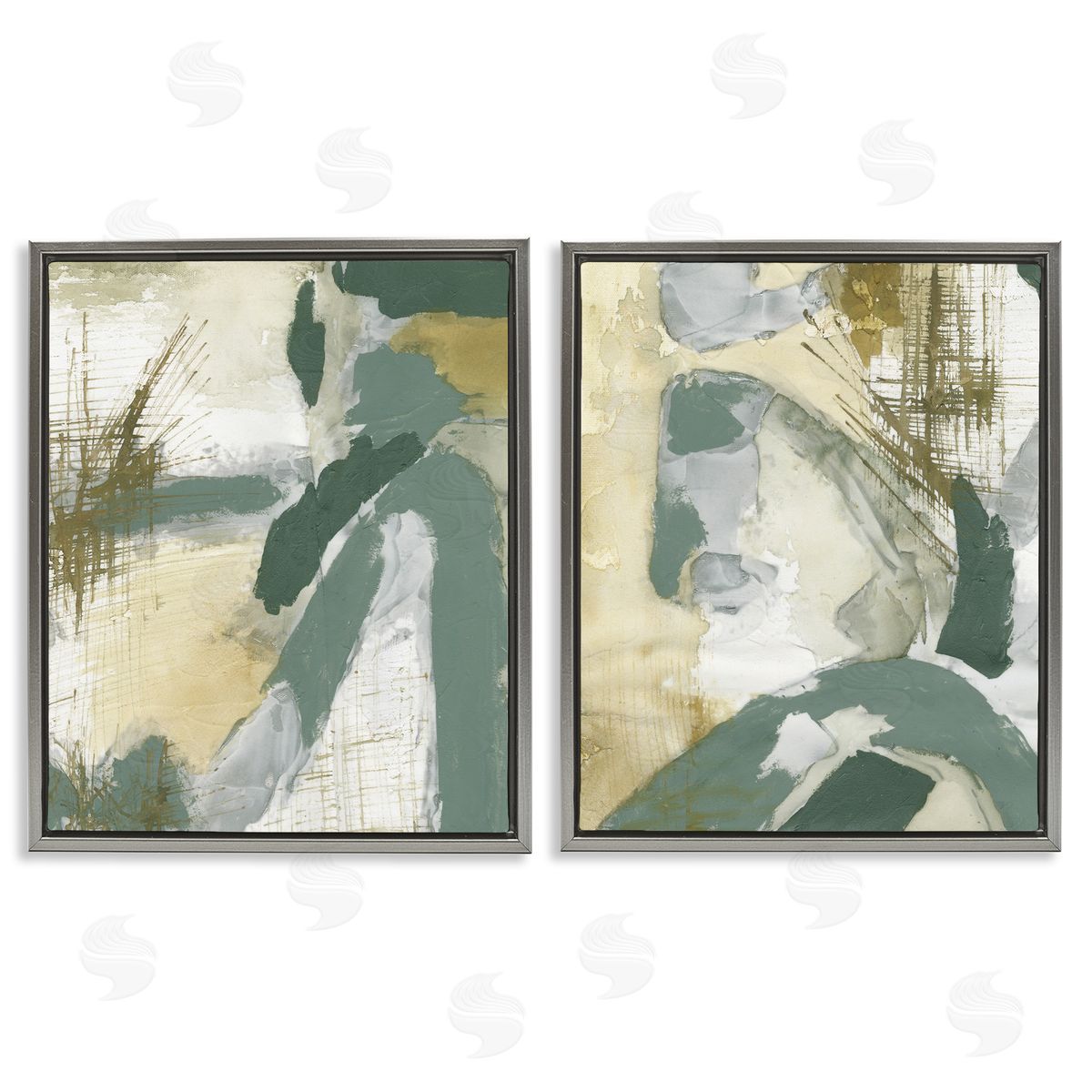 Rustic Abstraction in Neutrals Grey Floating Frame Canvas Wall Art, Home Decor by Vanna Lam