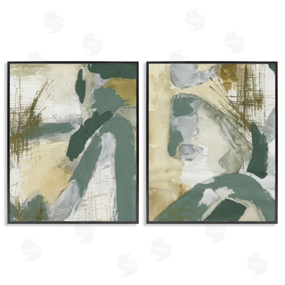 Rustic Abstraction in Neutrals Black Frame Print Wall Art, Home Decor by Vanna Lam