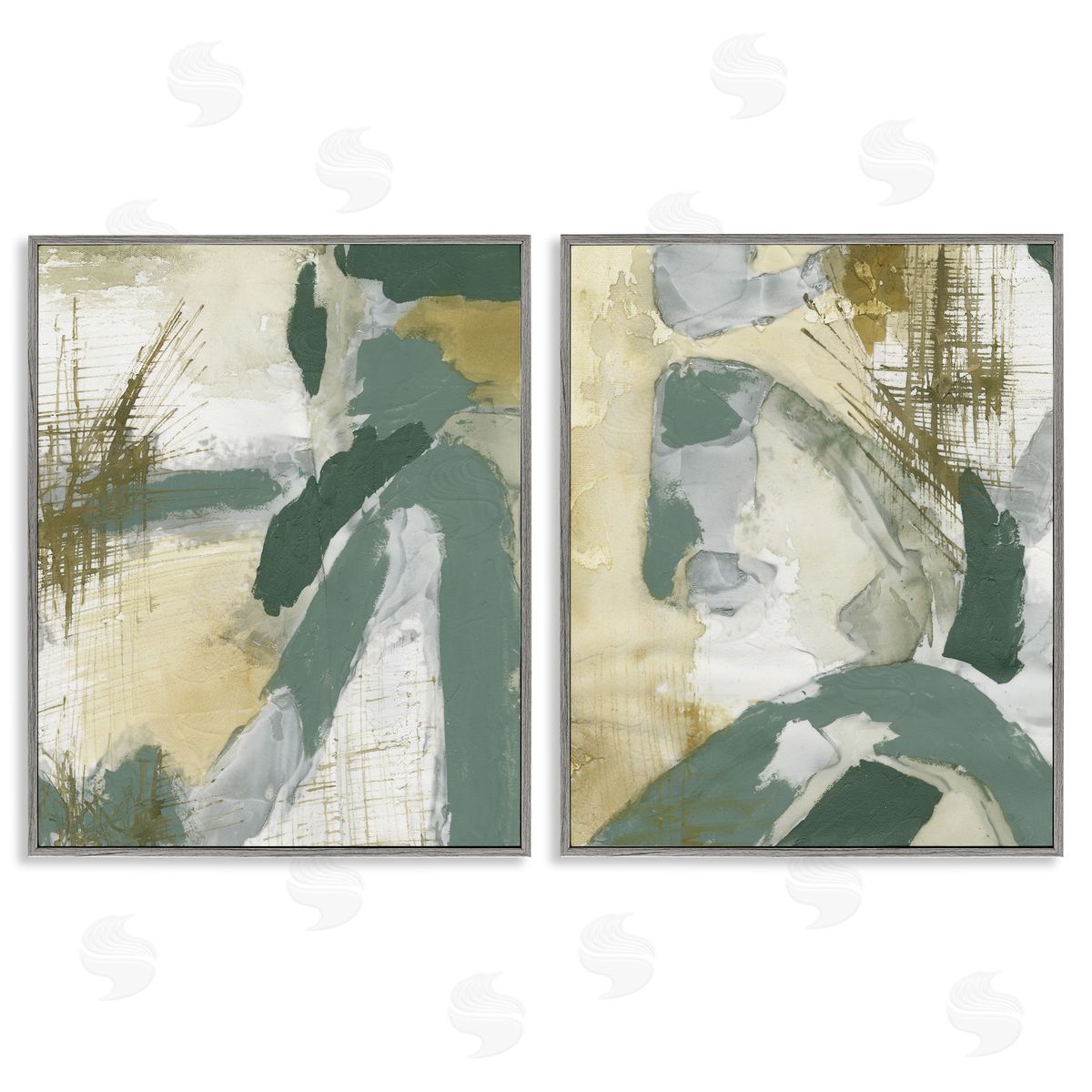 Rustic Abstraction in Neutrals Grey Frame Print Wall Art, Home Decor by Vanna Lam