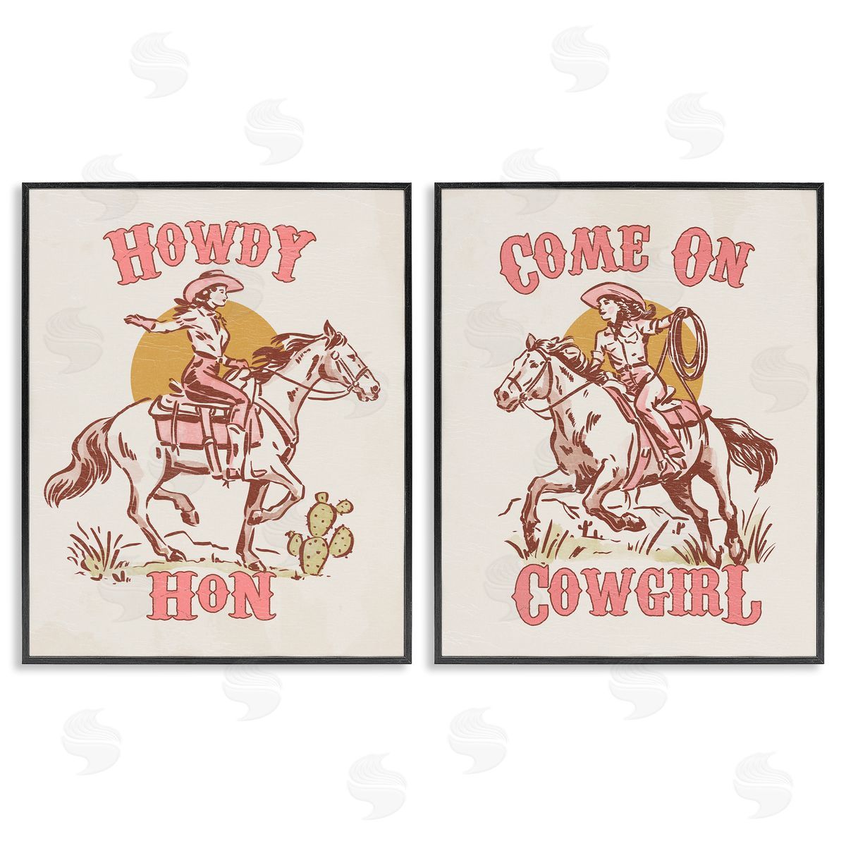 Pastel Cowgirl Phrases Black Frame Print Wall Art, Home Decor by Victoria Barnes