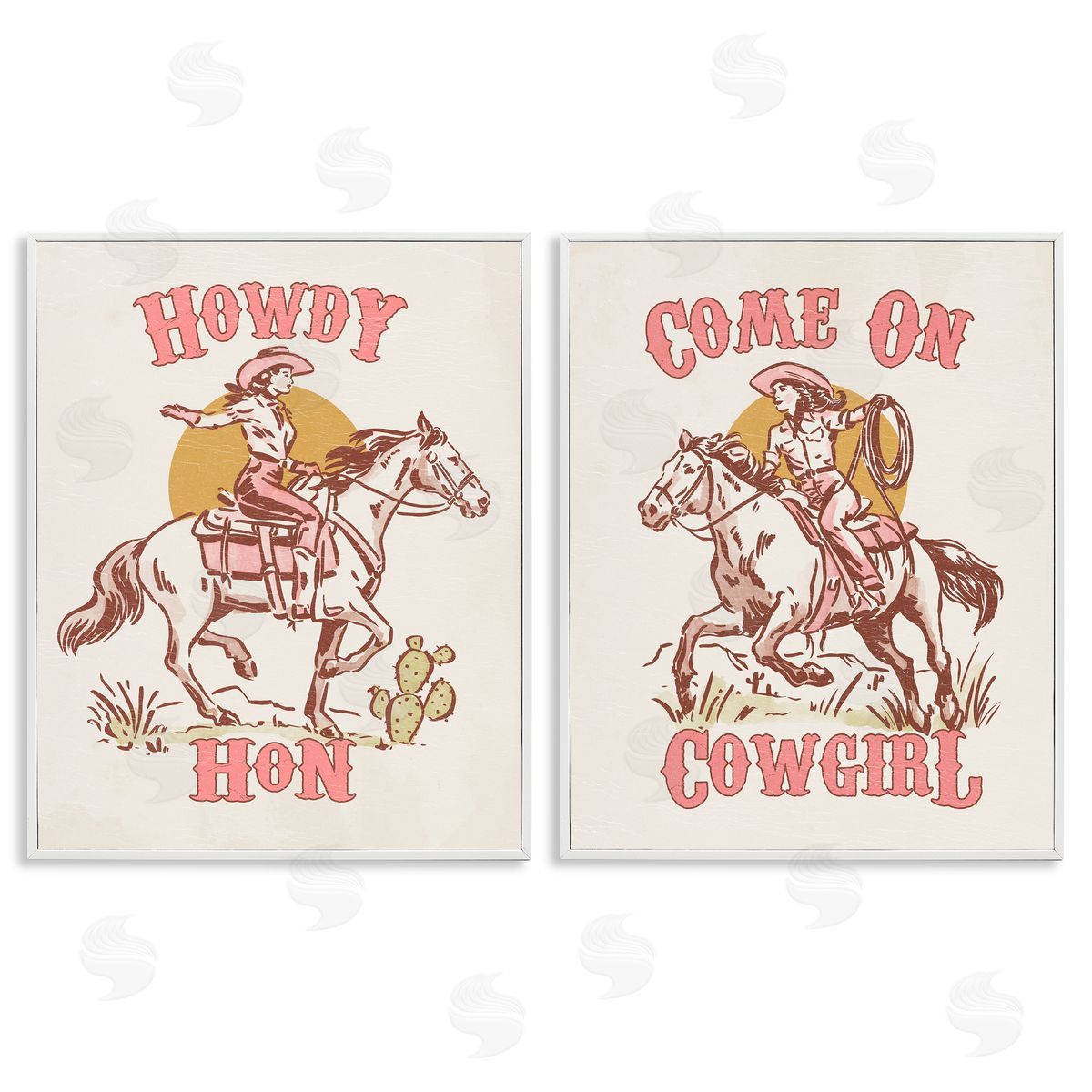 Pastel Cowgirl Phrases White Frame Print Wall Art, Home Decor by Victoria Barnes
