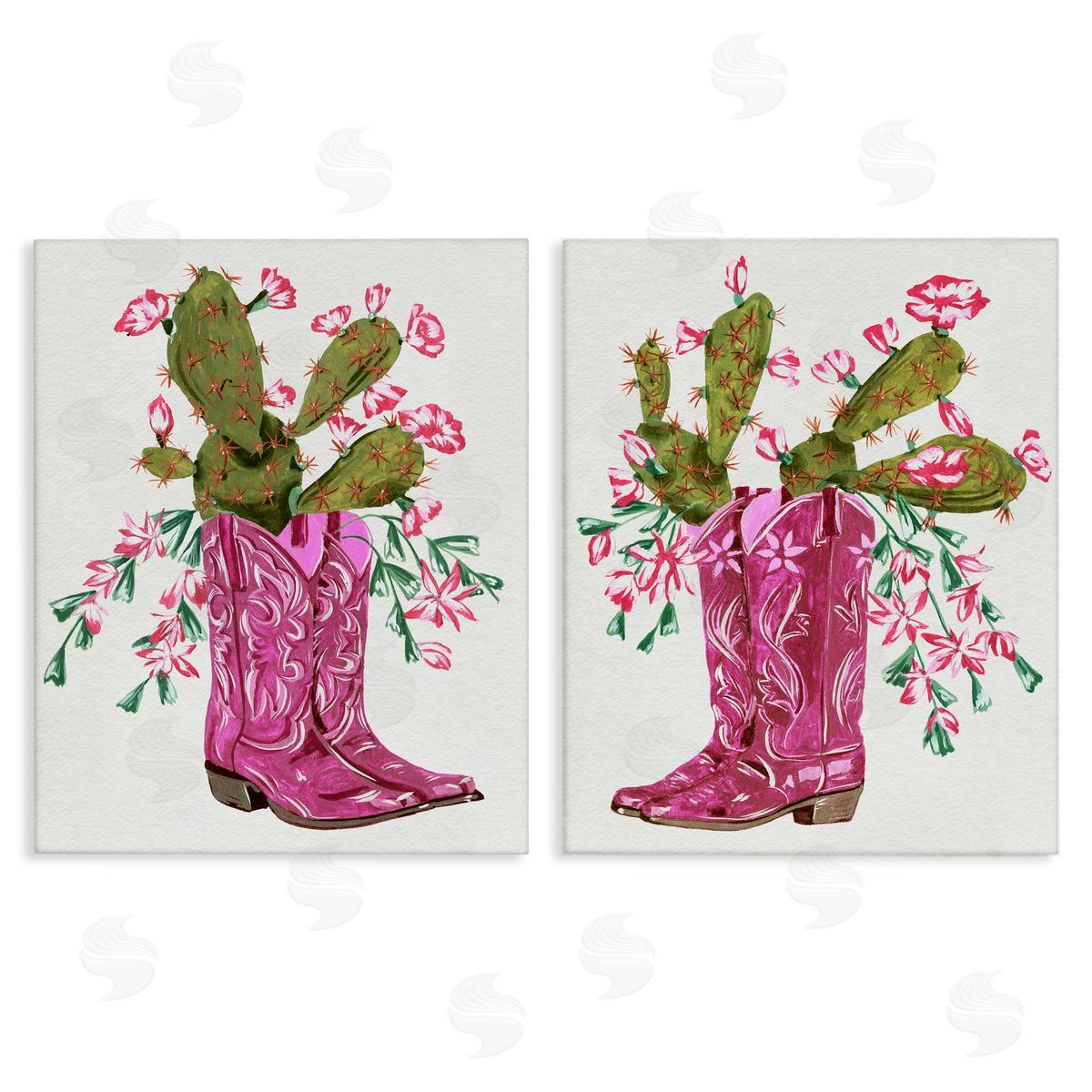 Cactus in Pink Cowgirl Boots Canvas Wall Art, Home Decor by Melissa Wang