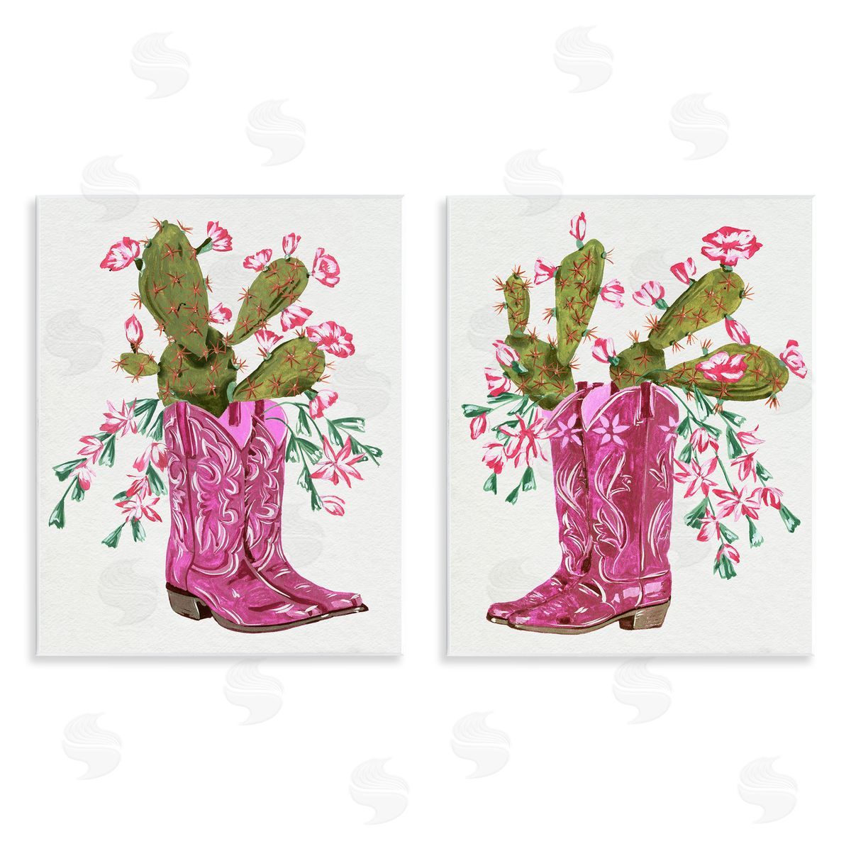 Cactus in Pink Cowgirl Boots Wood Plaque Wall Art, Home Decor by Melissa Wang