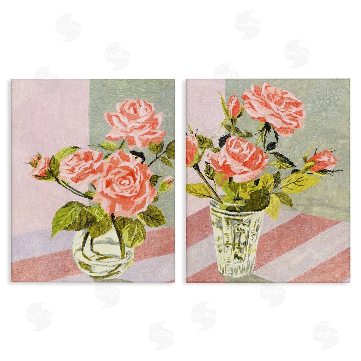 Pink Rose Bouquets in Glass Canvas Wall Art, Home Decor by Melissa Wang