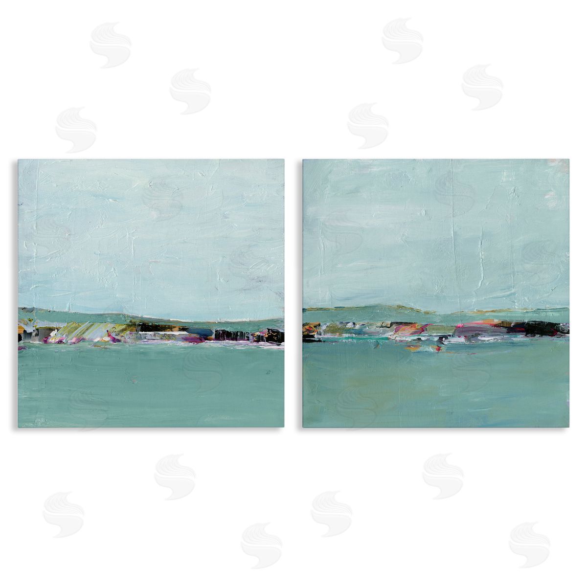 Abstract Sea Distant Cliffs Canvas Wall Art, Home Decor by Ethan Harper