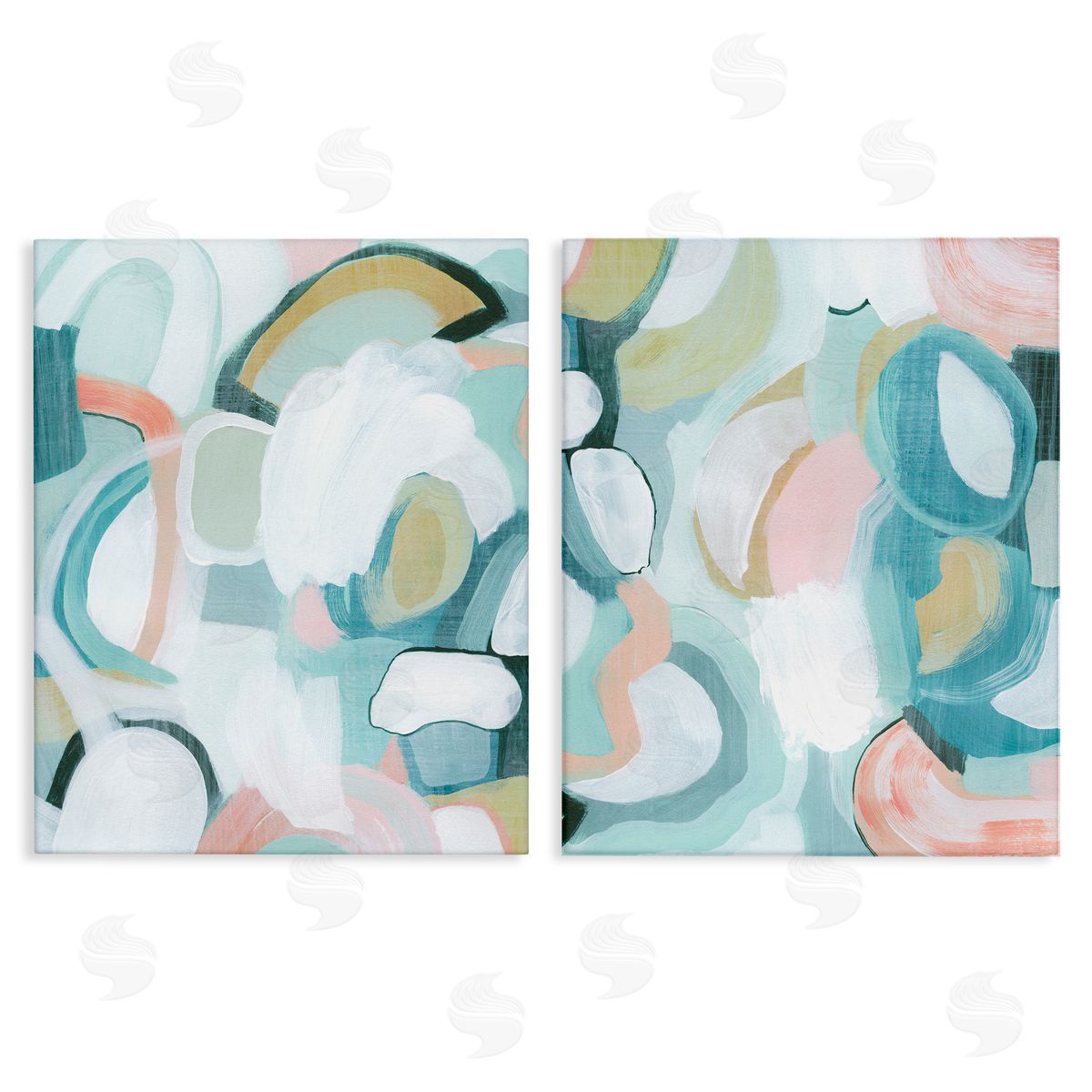 Pastel Pink & Blue Canvas Wall Art, Home Decor by Grace Popp