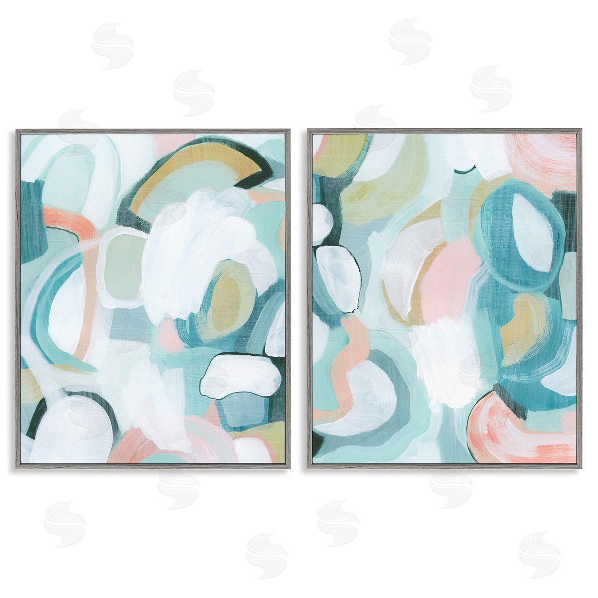 Pastel Pink & Blue Grey Frame Print Wall Art, Home Decor by Grace Popp