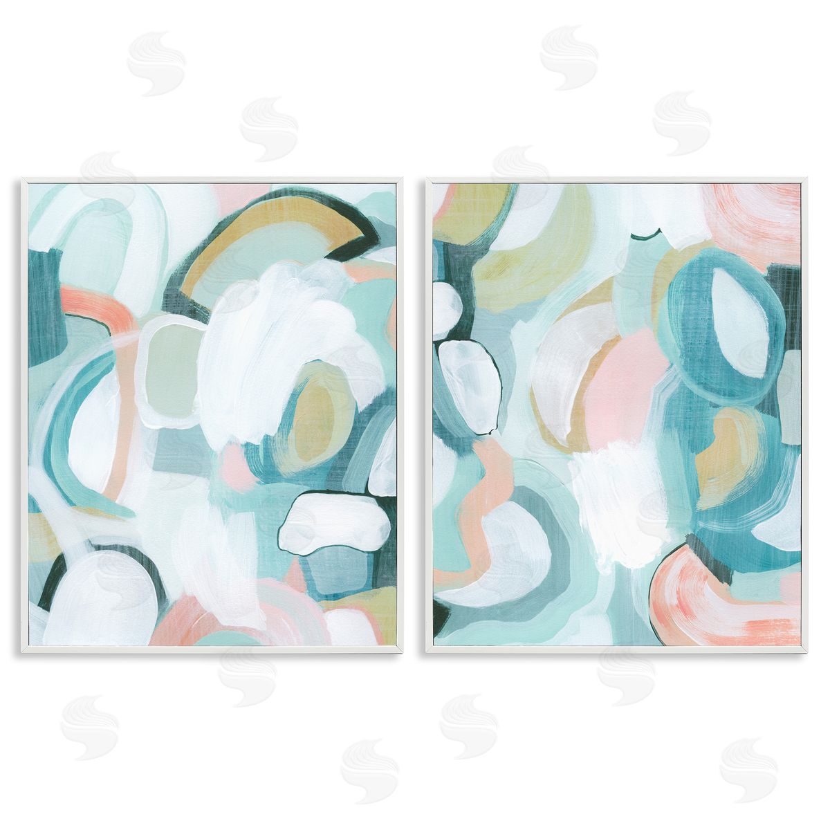 Pastel Pink & Blue White Frame Print Wall Art, Home Decor by Grace Popp