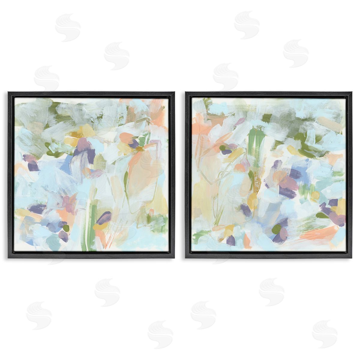 Pastel Abstract Expressions Black Floating Frame Canvas Wall Art, Home Decor by June Erica Vess