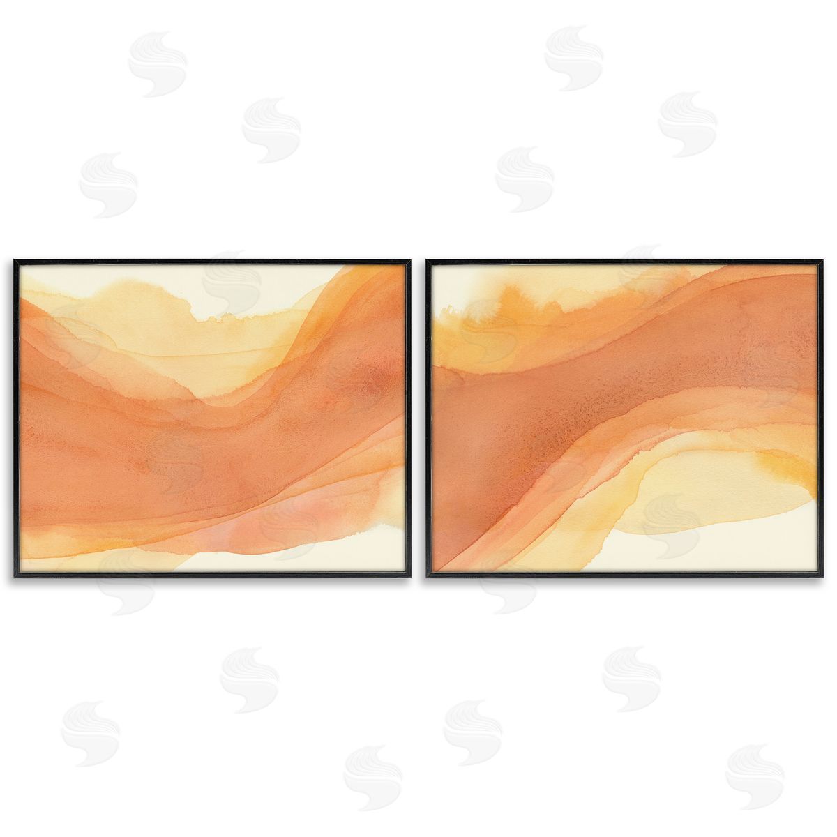 Curving Orange Waves Black Frame Print Wall Art, Home Decor by Grace Popp