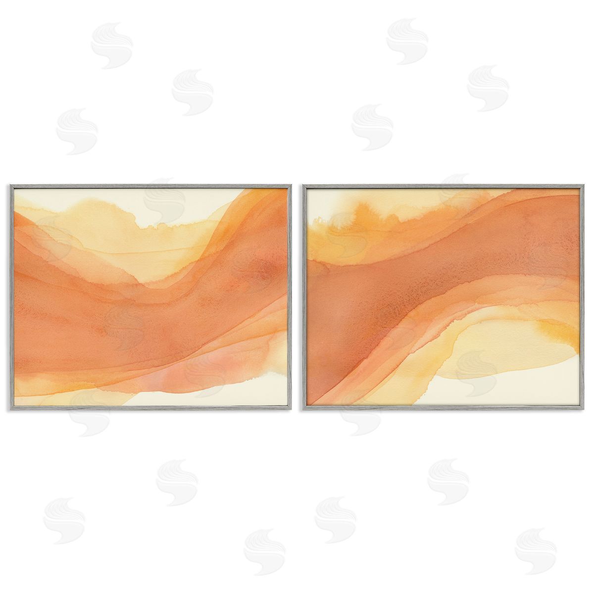 Curving Orange Waves Grey Frame Print Wall Art, Home Decor by Grace Popp