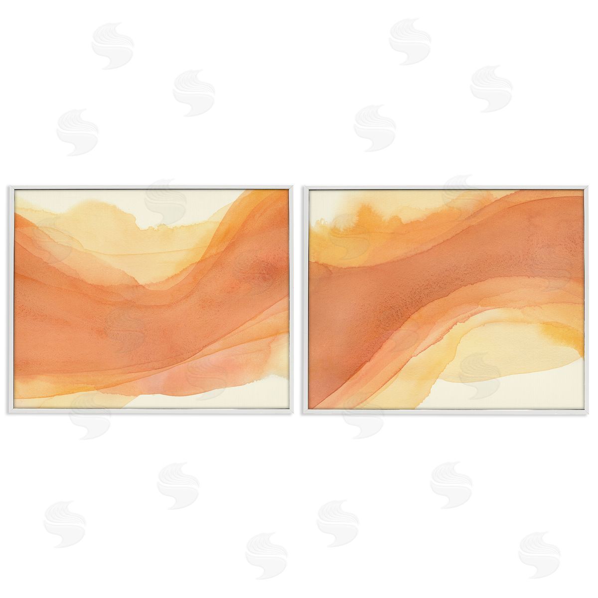Curving Orange Waves White Frame Print Wall Art, Home Decor by Grace Popp