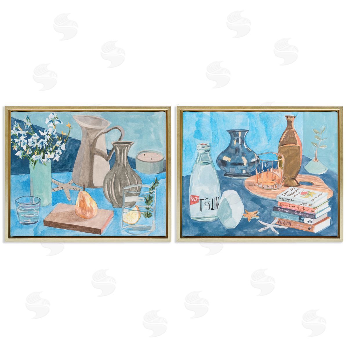 Coastal Themed Still Lifes Gold Floating Frame Canvas Wall Art, Home Decor by Melissa Wang