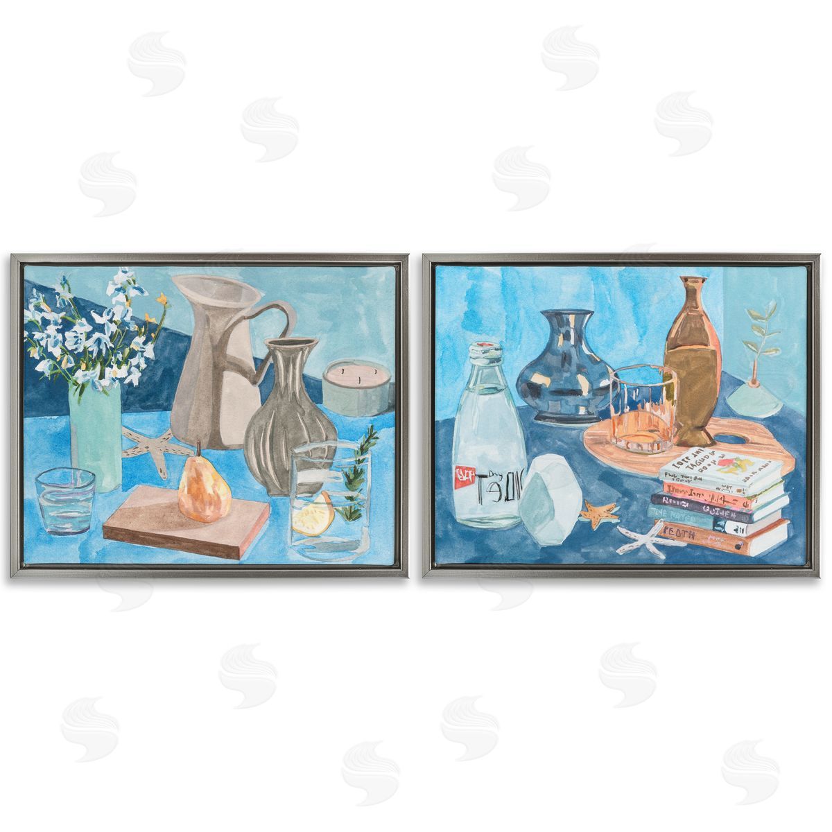 Coastal Themed Still Lifes Grey Floating Frame Canvas Wall Art, Home Decor by Melissa Wang