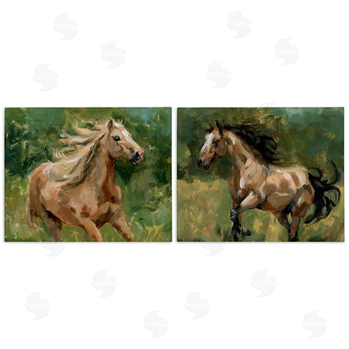 Trotting Horse Visages Canvas Wall Art, Home Decor by Victoria Barnes