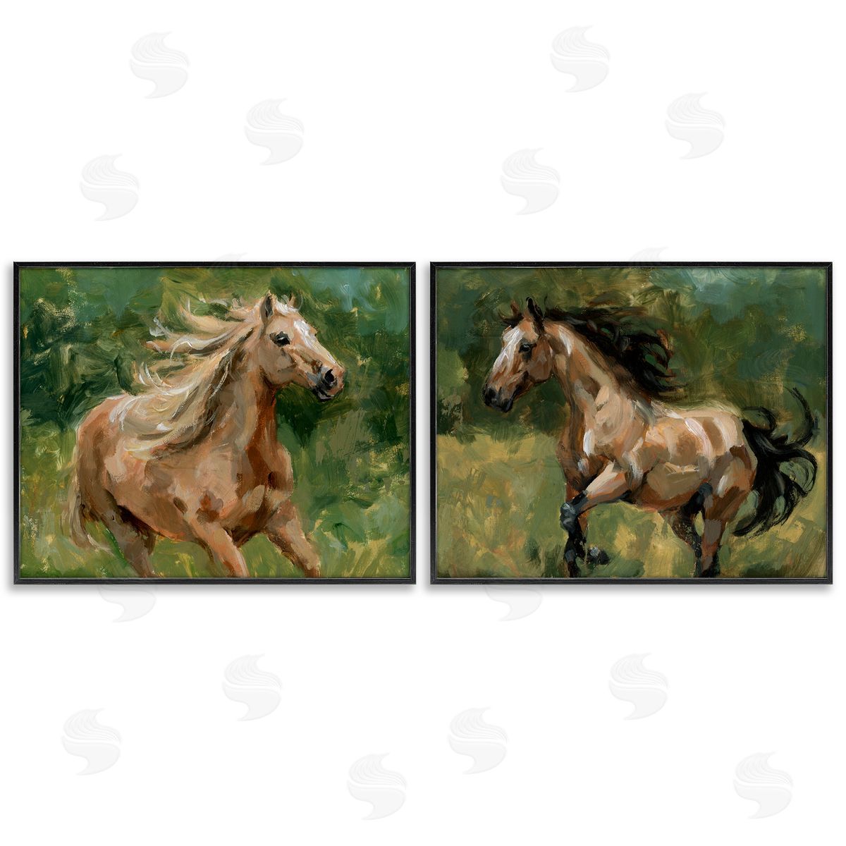 Trotting Horse Visages Black Frame Print Wall Art, Home Decor by Victoria Barnes