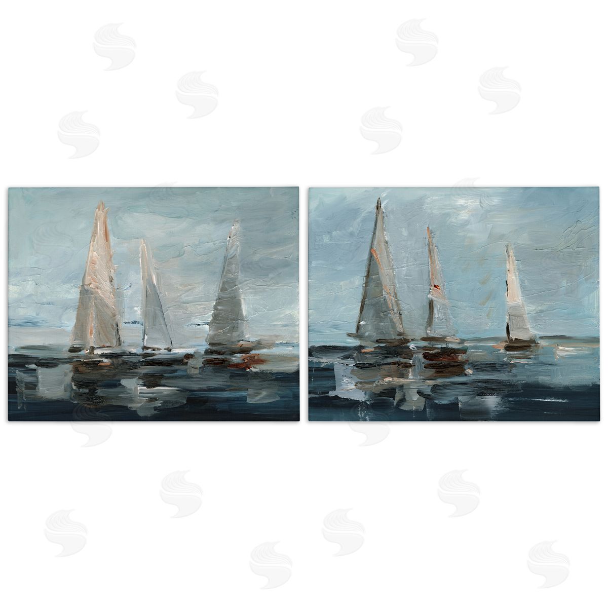 Sailboat Seascape Impressions Canvas Wall Art, Home Decor by Ethan Harper