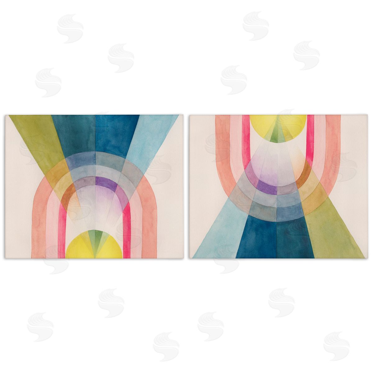 Retro Pastel Structured Shapes Canvas Wall Art, Home Decor by Grace Popp