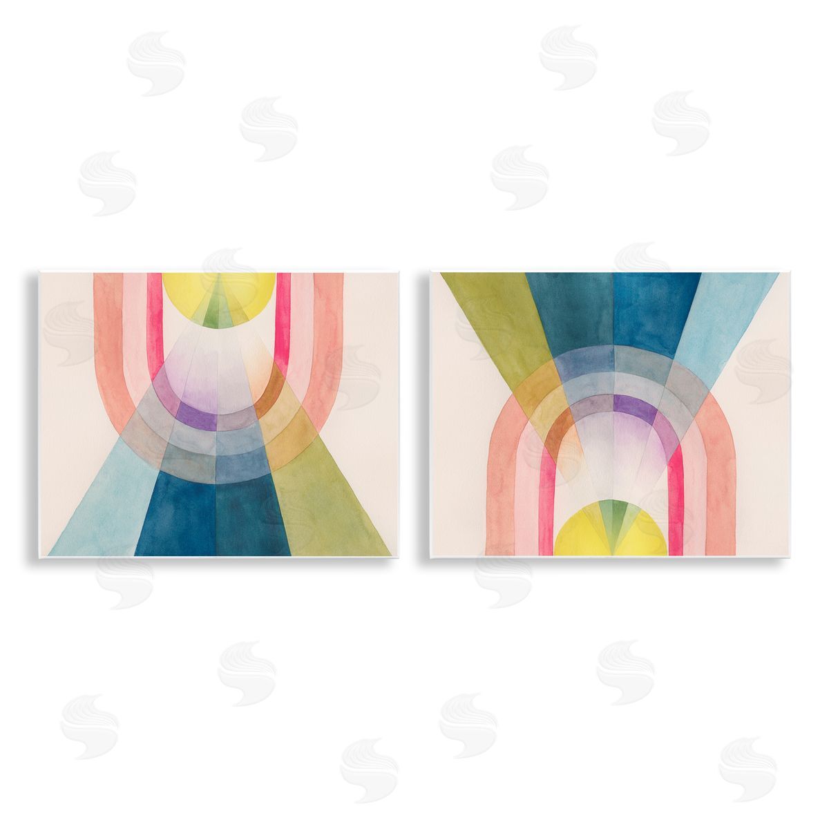 Retro Pastel Structured Shapes Wood Plaque Wall Art, Home Decor by Grace Popp