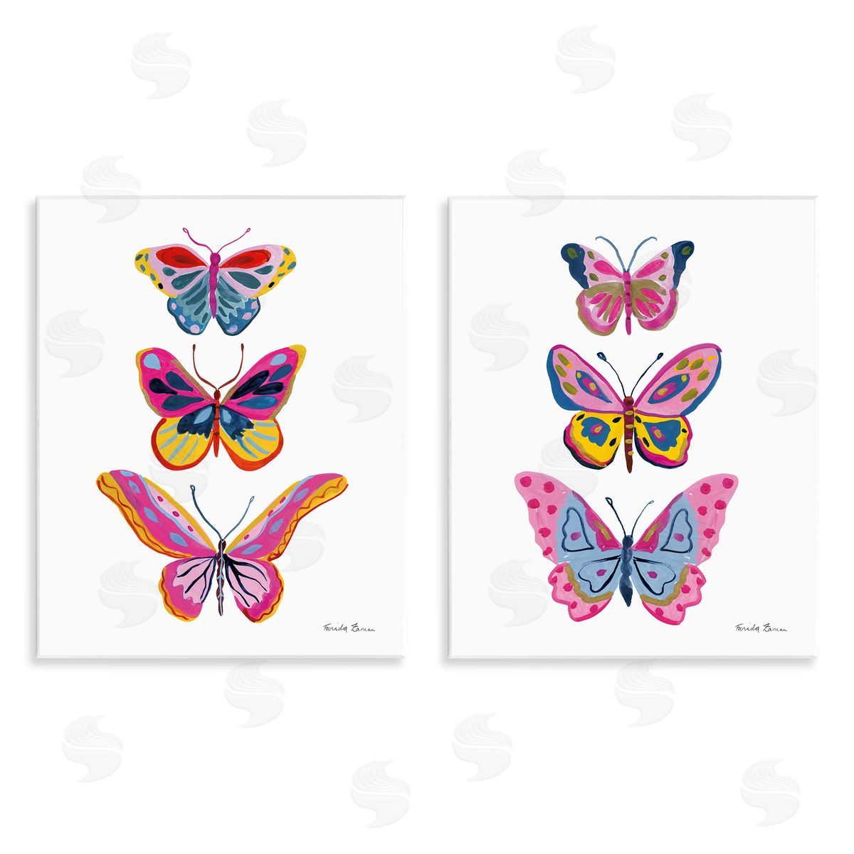 Bright Flutter Butterflies Wood Plaque Wall Art, Home Decor by Farida Zaman