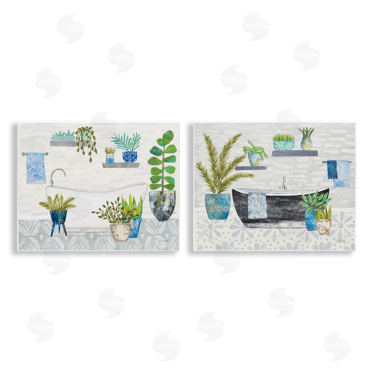 Charming Botanical Bathroom Wood Plaque Wall Art, Home Decor by Courtney Prahl