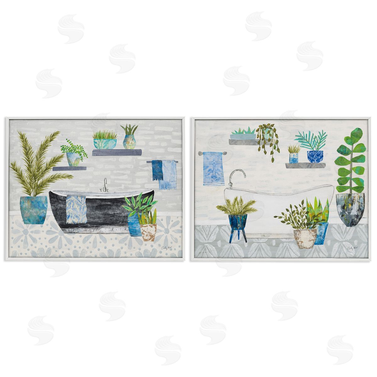 Charming Botanical Bathroom White Frame Print Wall Art, Home Decor by Courtney Prahl