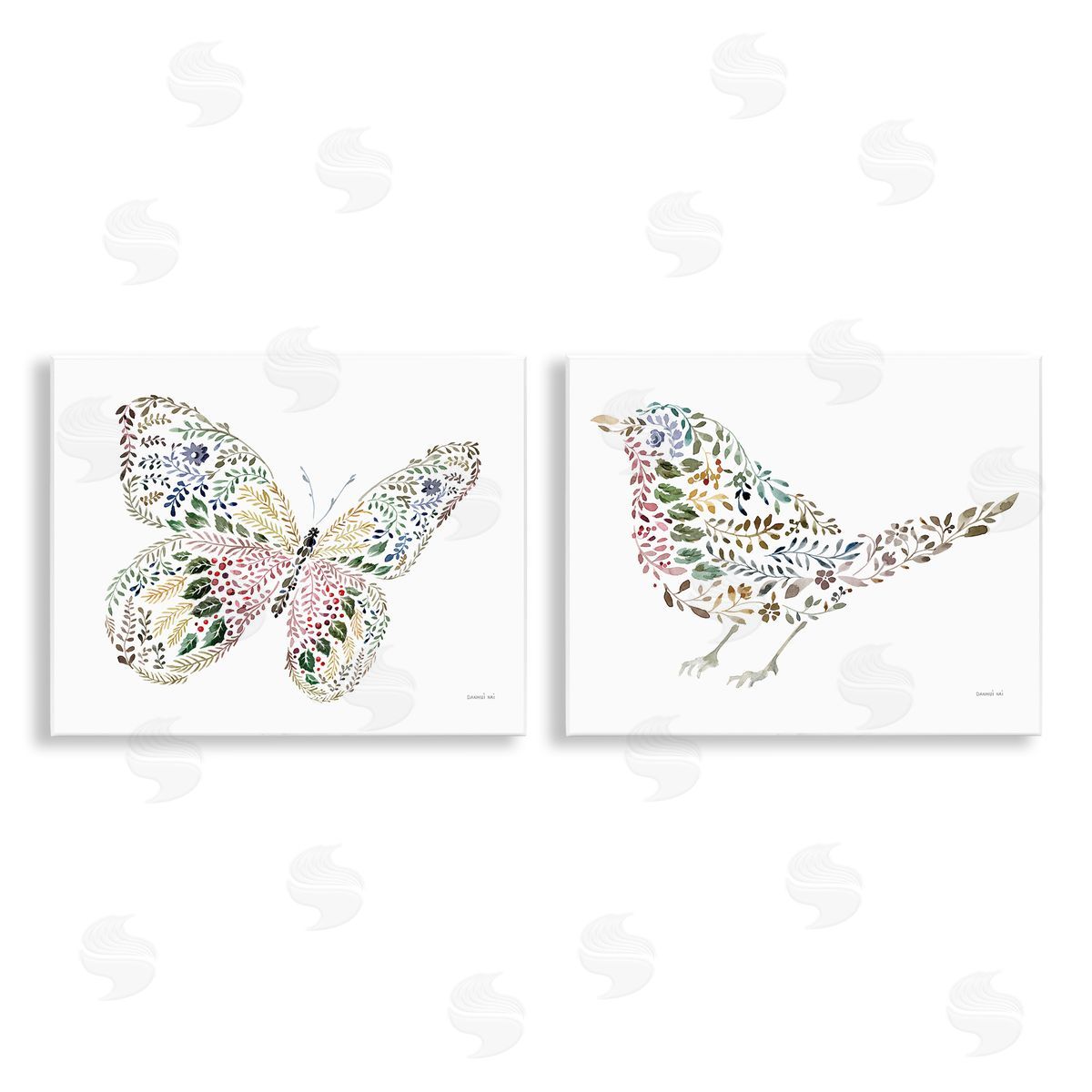 Bird & Butterfly From Nature Wood Plaque Wall Art, Home Decor by Danhui Nai