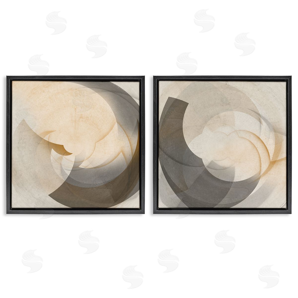 Shadowed Swoop Abstracts Black Floating Frame Canvas Wall Art, Home Decor by Noah Bay