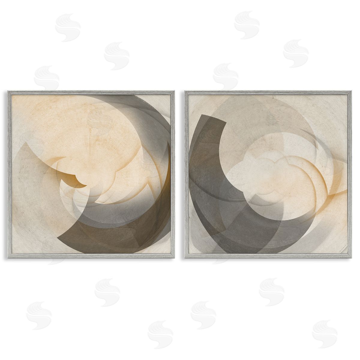 Shadowed Swoop Abstracts Grey Frame Print Wall Art, Home Decor by Noah Bay