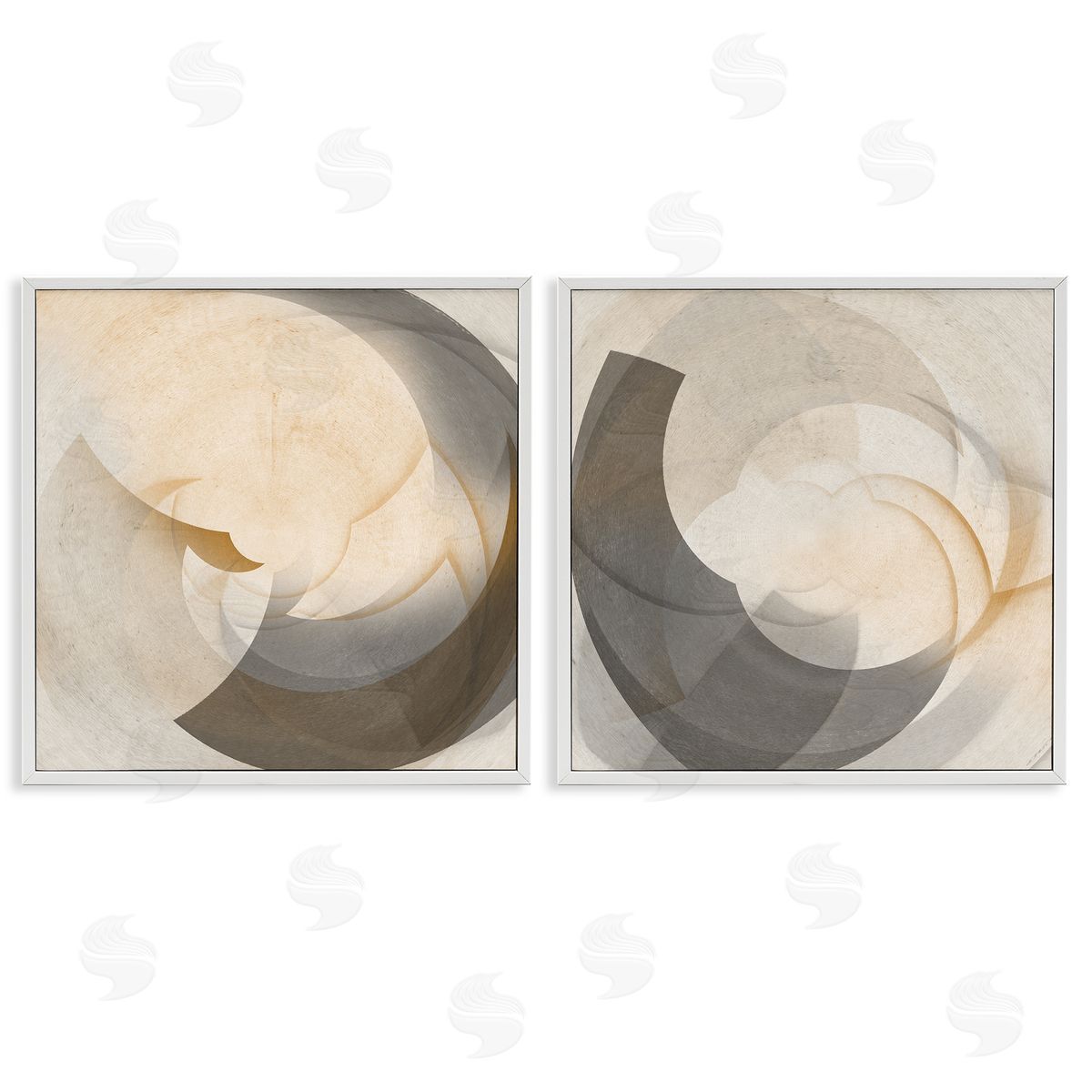 Shadowed Swoop Abstracts White Frame Print Wall Art, Home Decor by Noah Bay