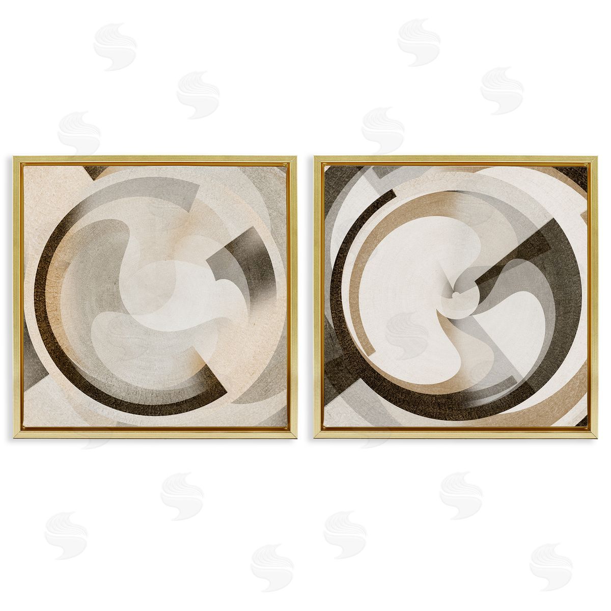 Boho Centric Vortex Gold Floating Frame Canvas Wall Art, Home Decor by Noah Bay