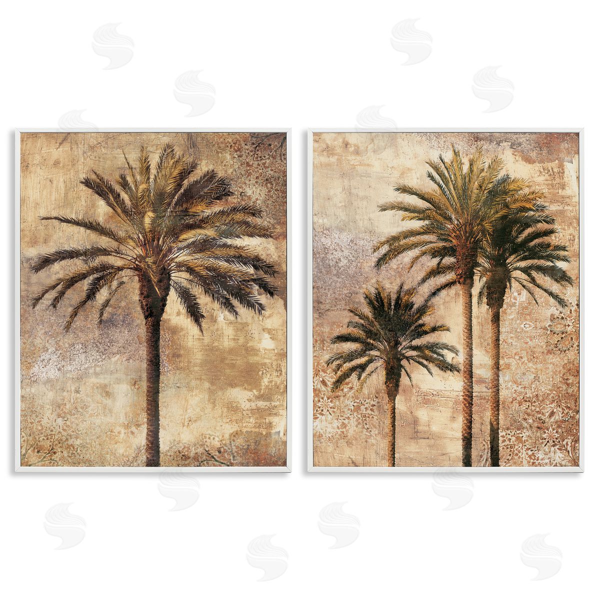 Arching Palm Leaves White Frame Print Wall Art, Home Decor by John Seba