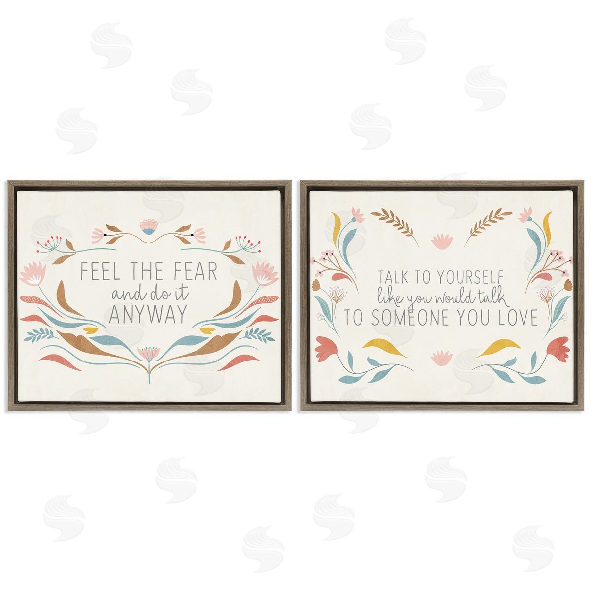 Comforting Confident Phrases Brown Floating Frame Canvas Wall Art, Home Decor by Kim Allen