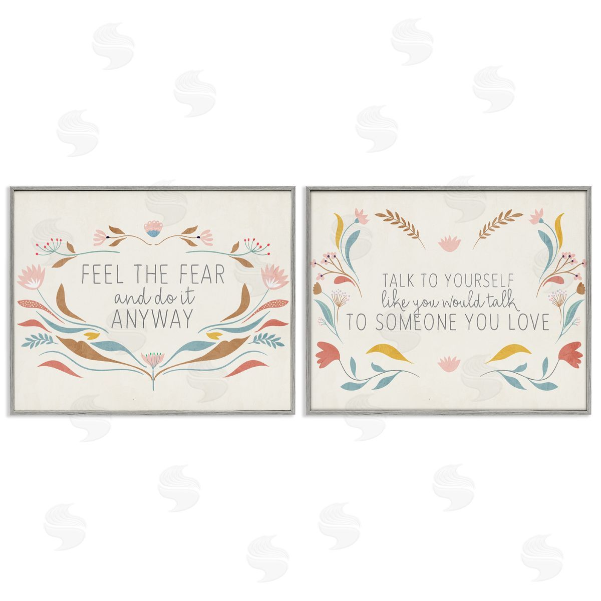 Comforting Confident Phrases Grey Frame Print Wall Art, Home Decor by Kim Allen