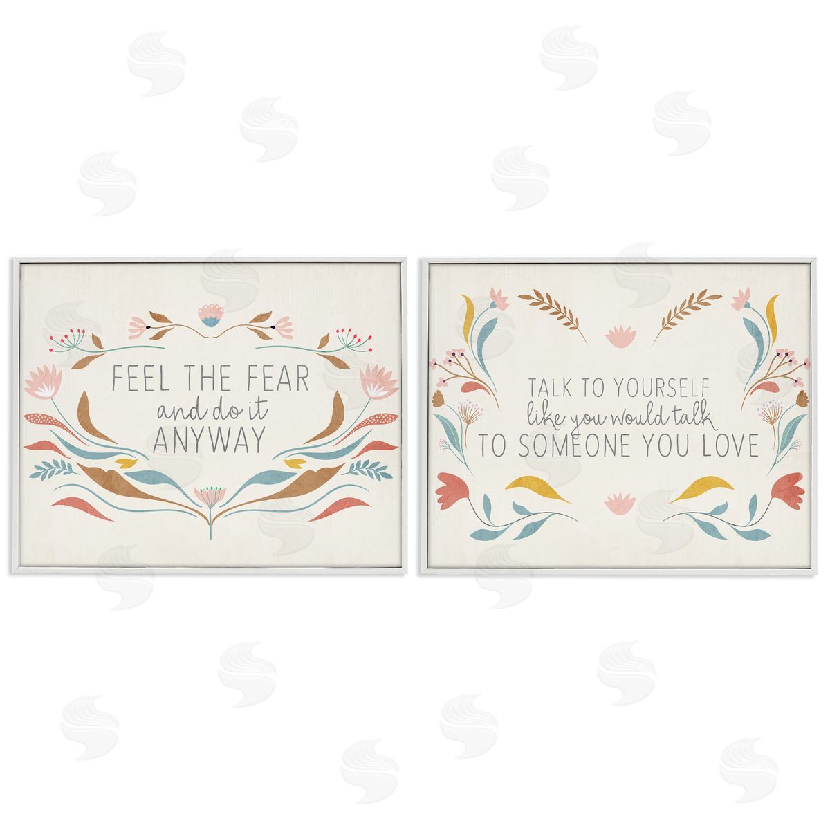 Comforting Confident Phrases White Frame Print Wall Art, Home Decor by Kim Allen