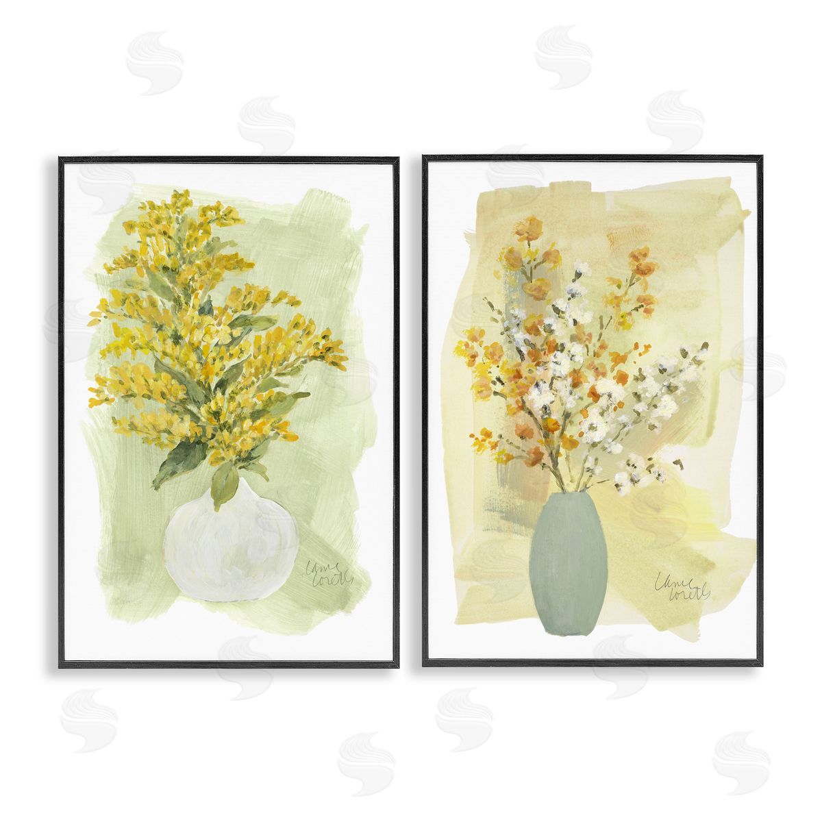 Lanie Loreth Yellow Wildflowers in Bloom Black Framed Giclee Wall Art Print