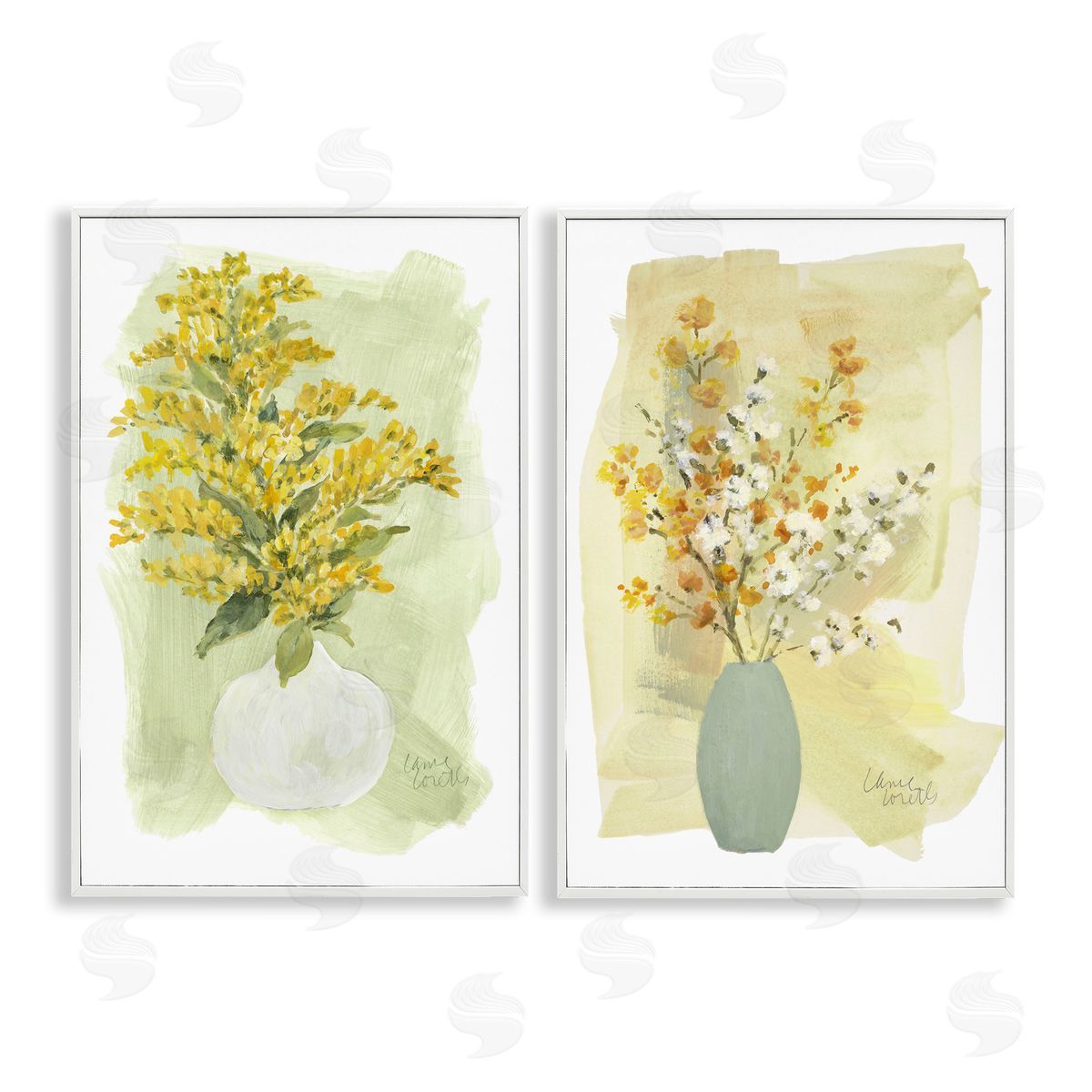 Lanie Loreth Yellow Wildflowers in Bloom White Framed Giclee Wall Art Print