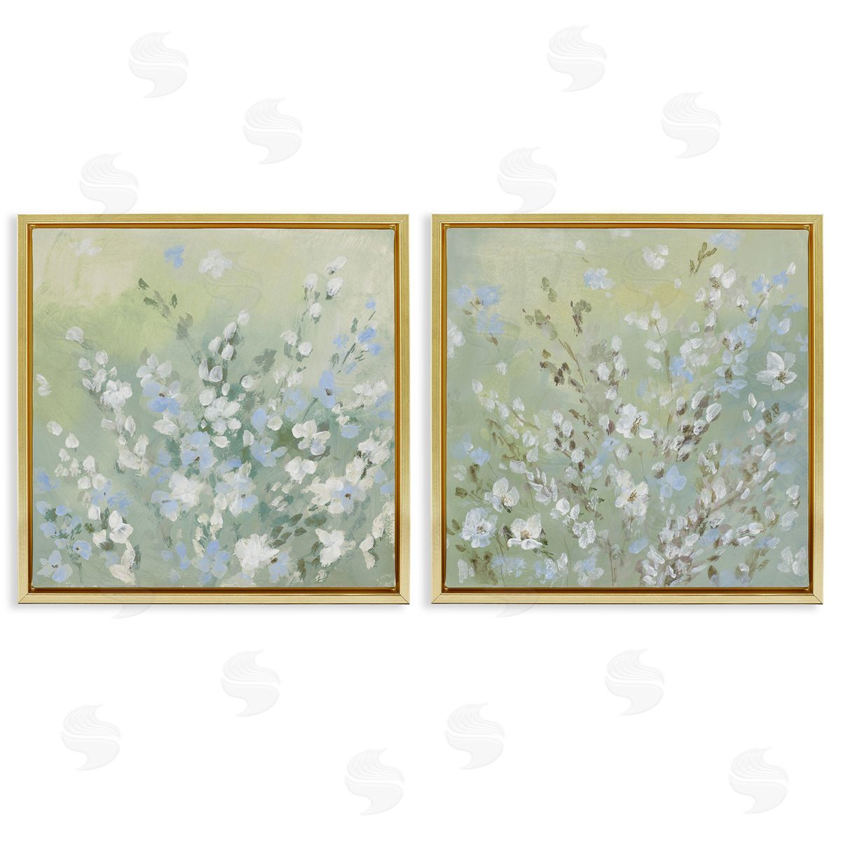 Lanie Loreth Wispy Willows Blooms Gold Floating Frame Canvas Wall Art Print