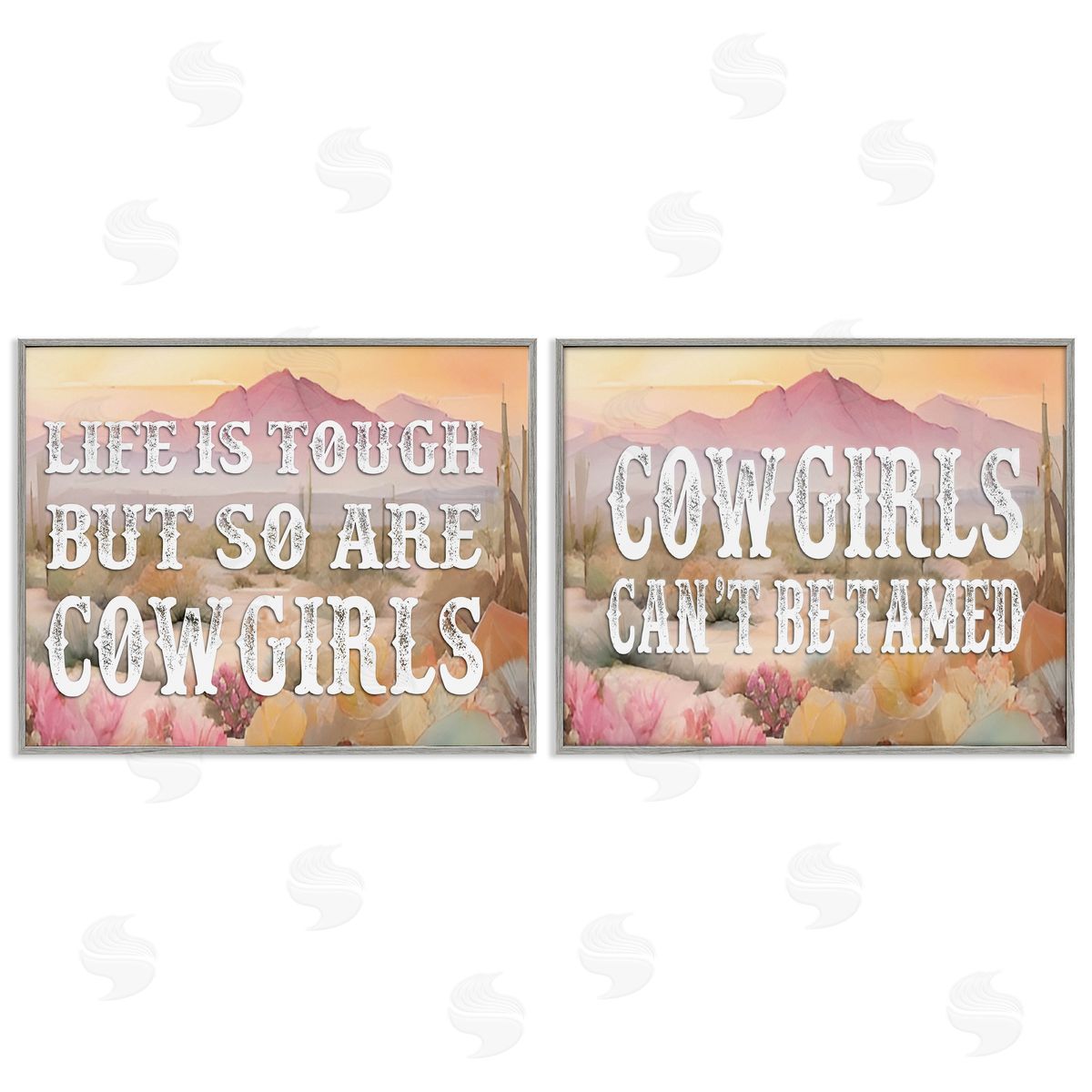 Tough Cowgirls Phrases Grey Frame Print Wall Art, Home Decor by Lettered and Lined