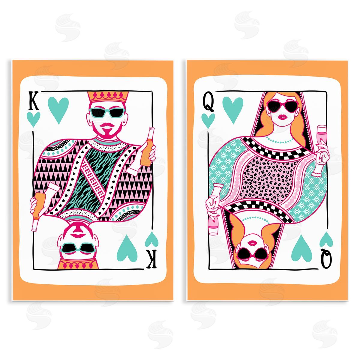 King & Queen of Hearts Wood Plaque Wall Art, Home Decor by JJ Design House LLC