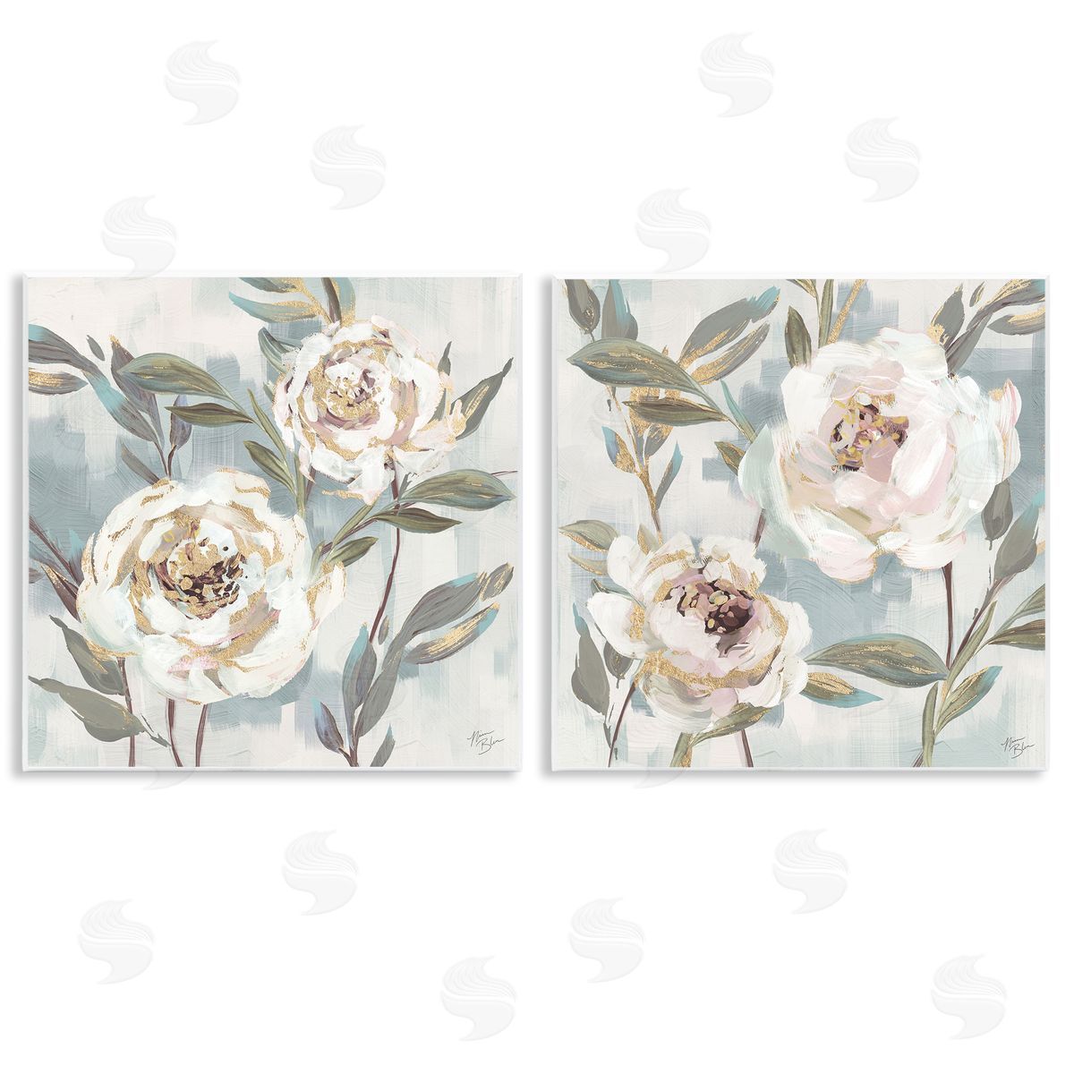 Country Antique Blossoms Wood Plaque Wall Art, Home Decor by Nina Blue