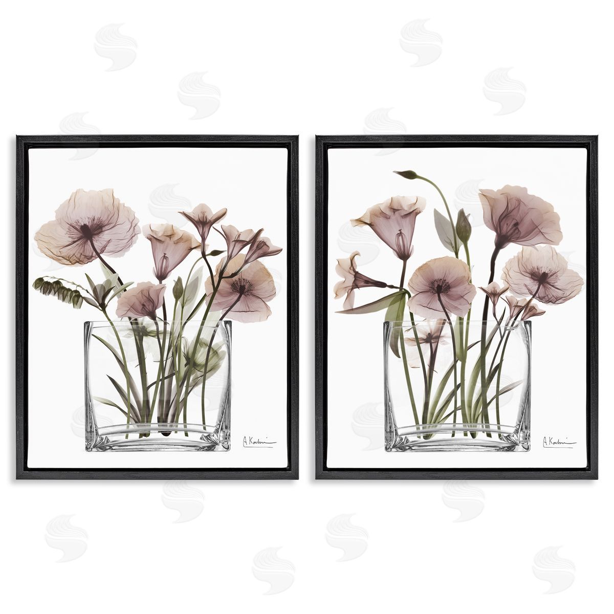 Earthy Infatuation Bouquet Black Floating Frame Canvas Wall Art, Home Decor by Albert Koetsier