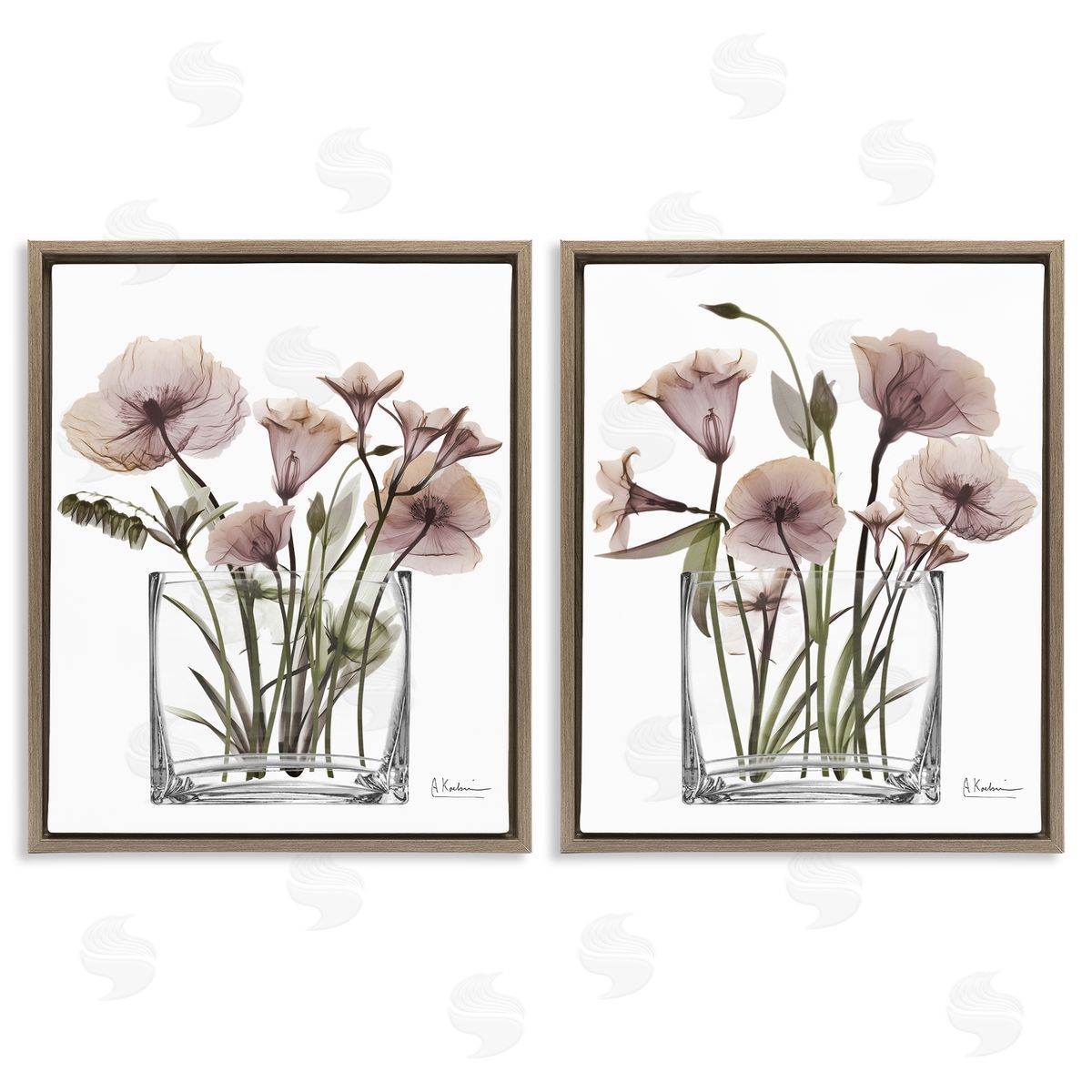 Earthy Infatuation Bouquet Brown Floating Frame Canvas Wall Art, Home Decor by Albert Koetsier