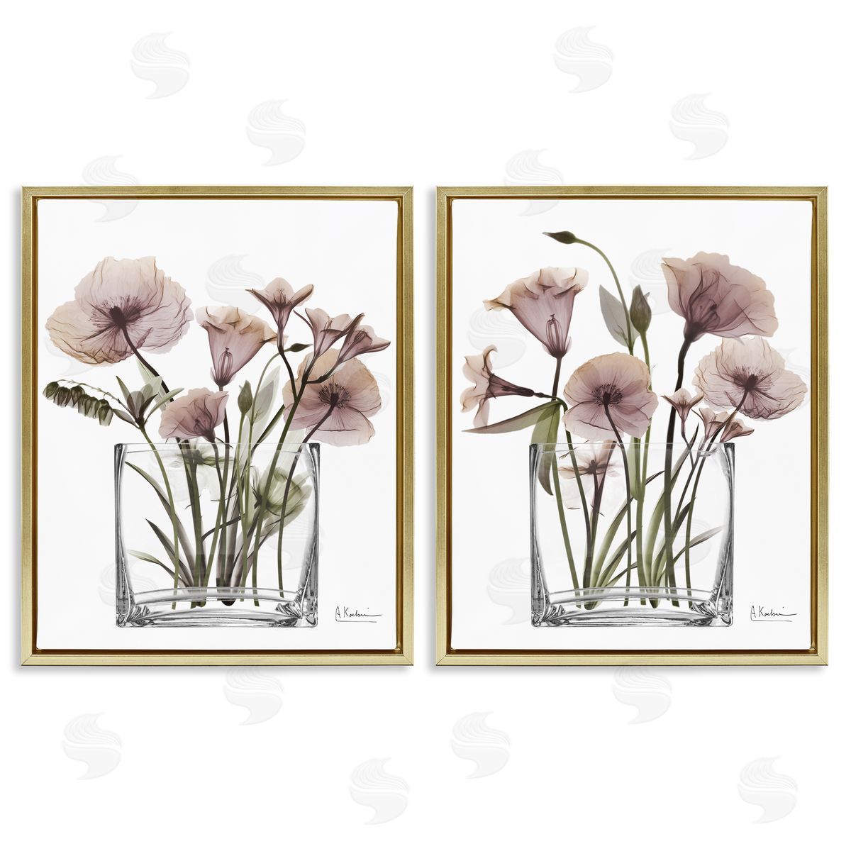 Earthy Infatuation Bouquet Gold Floating Frame Canvas Wall Art, Home Decor by Albert Koetsier