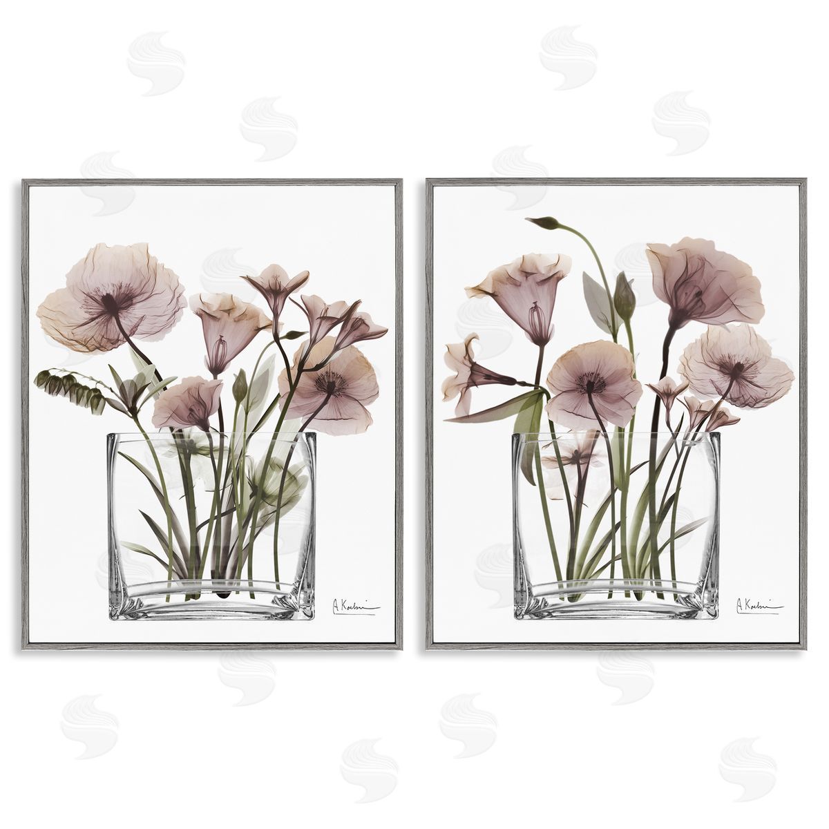 Earthy Infatuation Bouquet Grey Frame Print Wall Art, Home Decor by Albert Koetsier